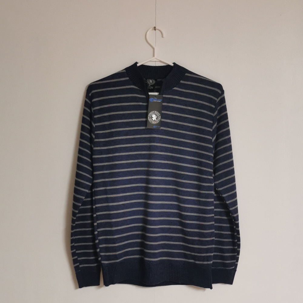 STREET RULES Authentic Streetwear Blue and White Strip Sweater Size 18